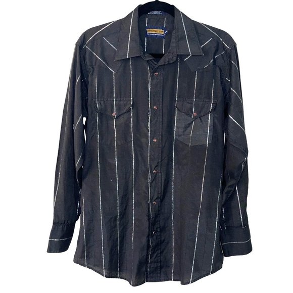 Panhandle Slim Other - Panhandle Slim Vintage Western Snap Front Shirt Mens Size Small S Black Silver